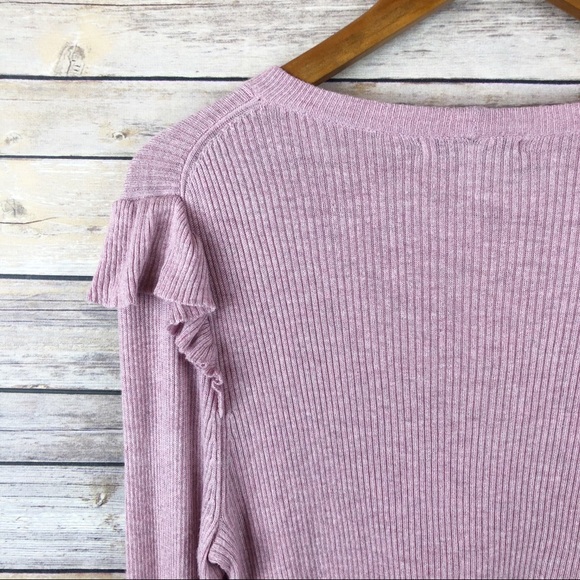 Madewell Ribbed Ruffle Sleeve Pullover Sweater L - Picture 7 of 8